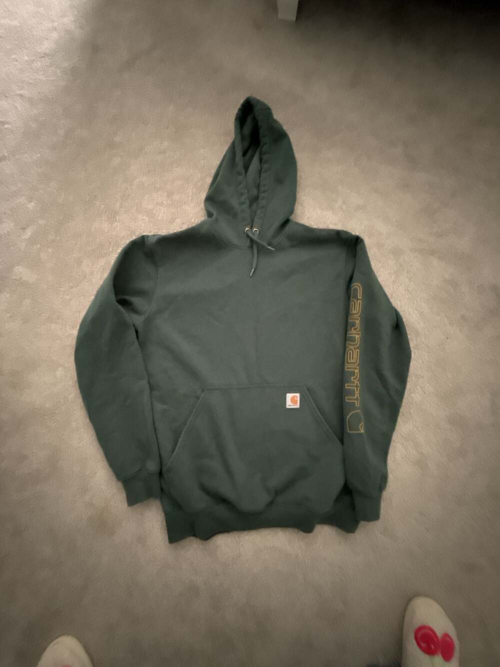 Carhartt Men's Signature Sleeve Logo Loose Fit Hooded Sweatshirt